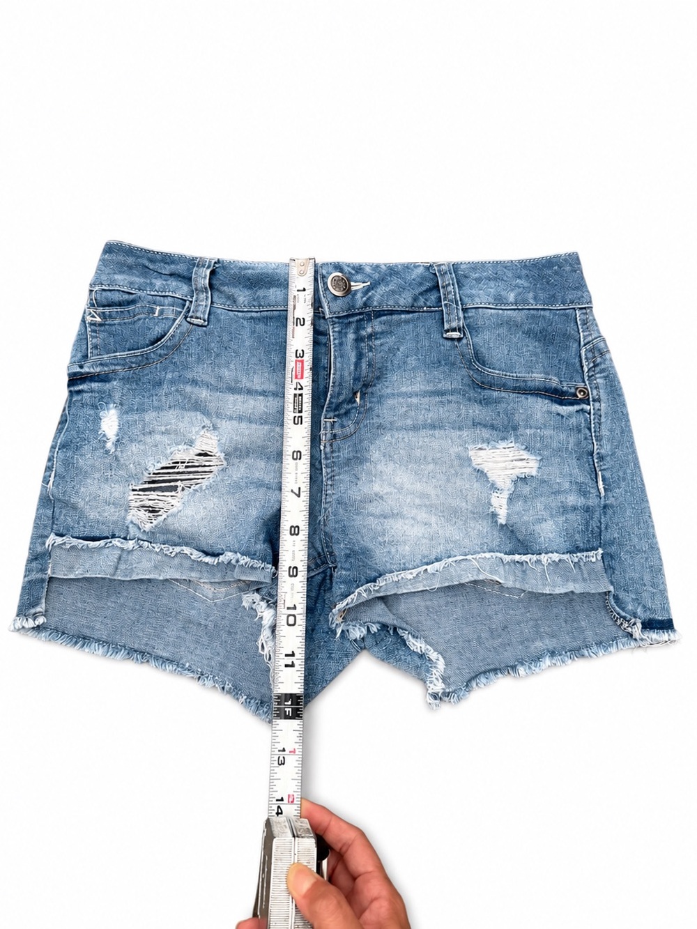 No Boundaries Distressed Denim Shorts Frayed Cutoff Y2K  Size 9 - Picture 5 of 6